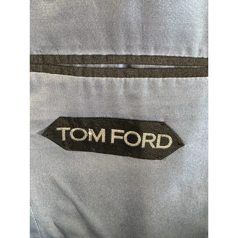 Tom Ford Charcoal Windowpane Blazer Sport Jacket 48C 38S US Peak Lapels O'Connor
